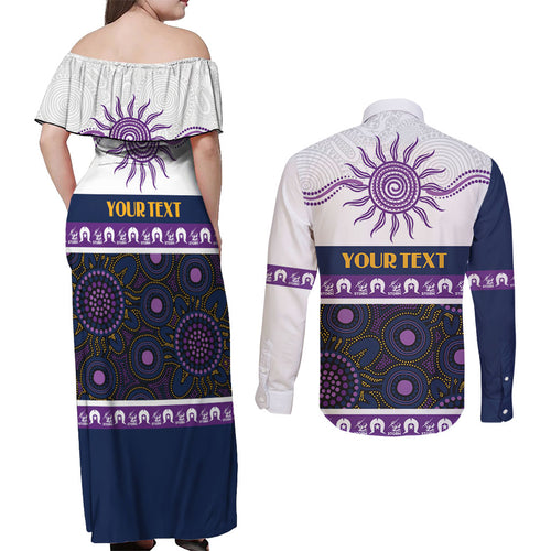 Storm NAIDOC Week Personalised Couples Matching Off Shoulder Maxi Dress and Long Sleeve Button Shirt Aboriginal Torres Strait Islanders Vibe