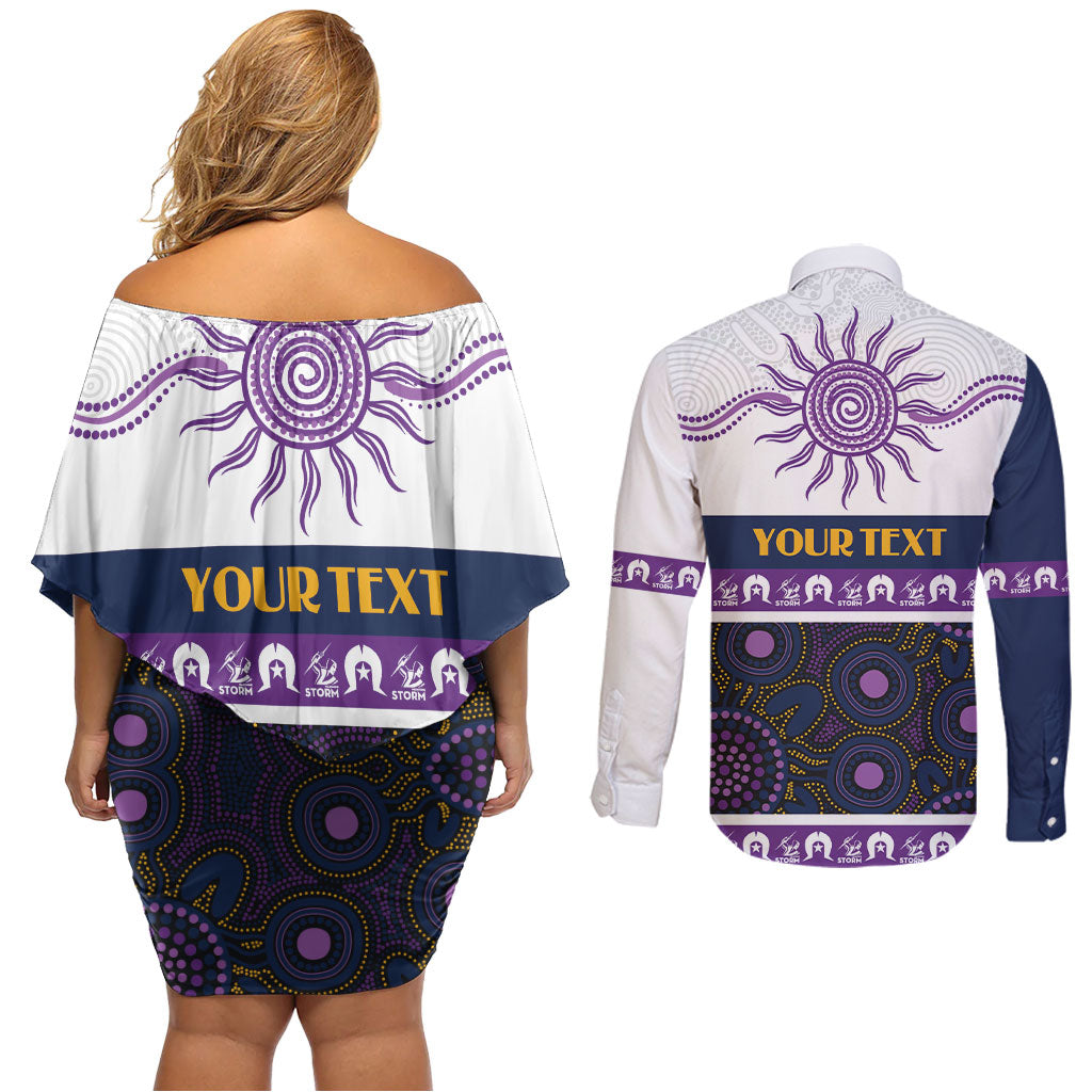 Storm NAIDOC Week Personalised Couples Matching Off Shoulder Short Dress and Long Sleeve Button Shirt Aboriginal Torres Strait Islanders Vibe