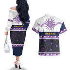 Storm NAIDOC Week Personalised Couples Matching Off The Shoulder Long Sleeve Dress and Hawaiian Shirt Aboriginal Torres Strait Islanders Vibe