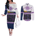 Storm NAIDOC Week Personalised Couples Matching Off The Shoulder Long Sleeve Dress and Long Sleeve Button Shirt Aboriginal Torres Strait Islanders Vibe