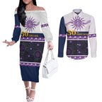 Storm NAIDOC Week Personalised Couples Matching Off The Shoulder Long Sleeve Dress and Long Sleeve Button Shirt Aboriginal Torres Strait Islanders Vibe