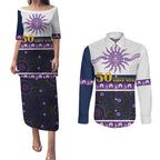 Storm NAIDOC Week Personalised Couples Matching Puletasi and Long Sleeve Button Shirt Aboriginal Torres Strait Islanders Vibe