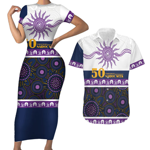 Storm NAIDOC Week Personalised Couples Matching Short Sleeve Bodycon Dress and Hawaiian Shirt Aboriginal Torres Strait Islanders Vibe