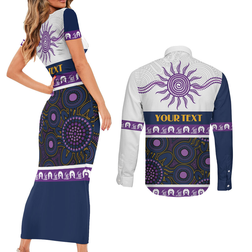 Storm NAIDOC Week Personalised Couples Matching Short Sleeve Bodycon Dress and Long Sleeve Button Shirt Aboriginal Torres Strait Islanders Vibe