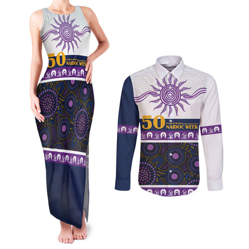 Storm NAIDOC Week Personalised Couples Matching Tank Maxi Dress and Long Sleeve Button Shirt Aboriginal Torres Strait Islanders Vibe
