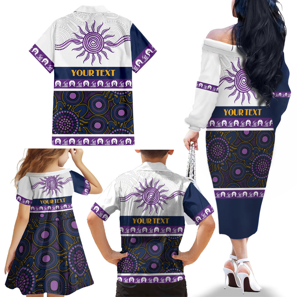 Storm NAIDOC Week Personalised Family Matching Off The Shoulder Long Sleeve Dress and Hawaiian Shirt Aboriginal Torres Strait Islanders Vibe
