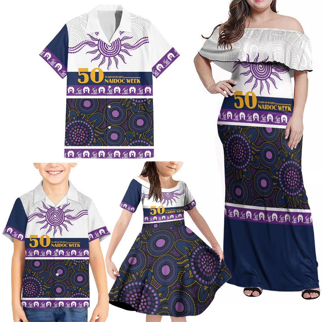 Storm NAIDOC Week Personalised Family Matching Off Shoulder Maxi Dress and Hawaiian Shirt Aboriginal Torres Strait Islanders Vibe