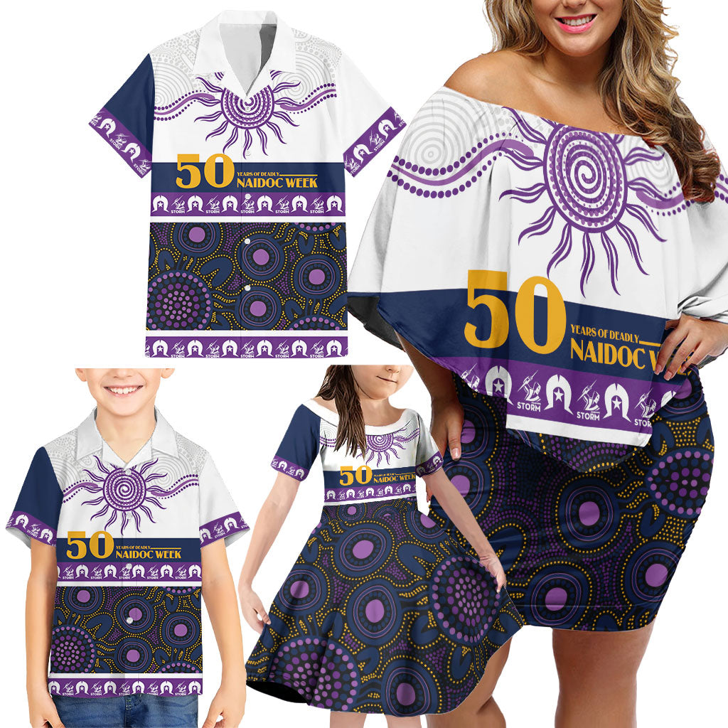 Storm NAIDOC Week Personalised Family Matching Off Shoulder Short Dress and Hawaiian Shirt Aboriginal Torres Strait Islanders Vibe