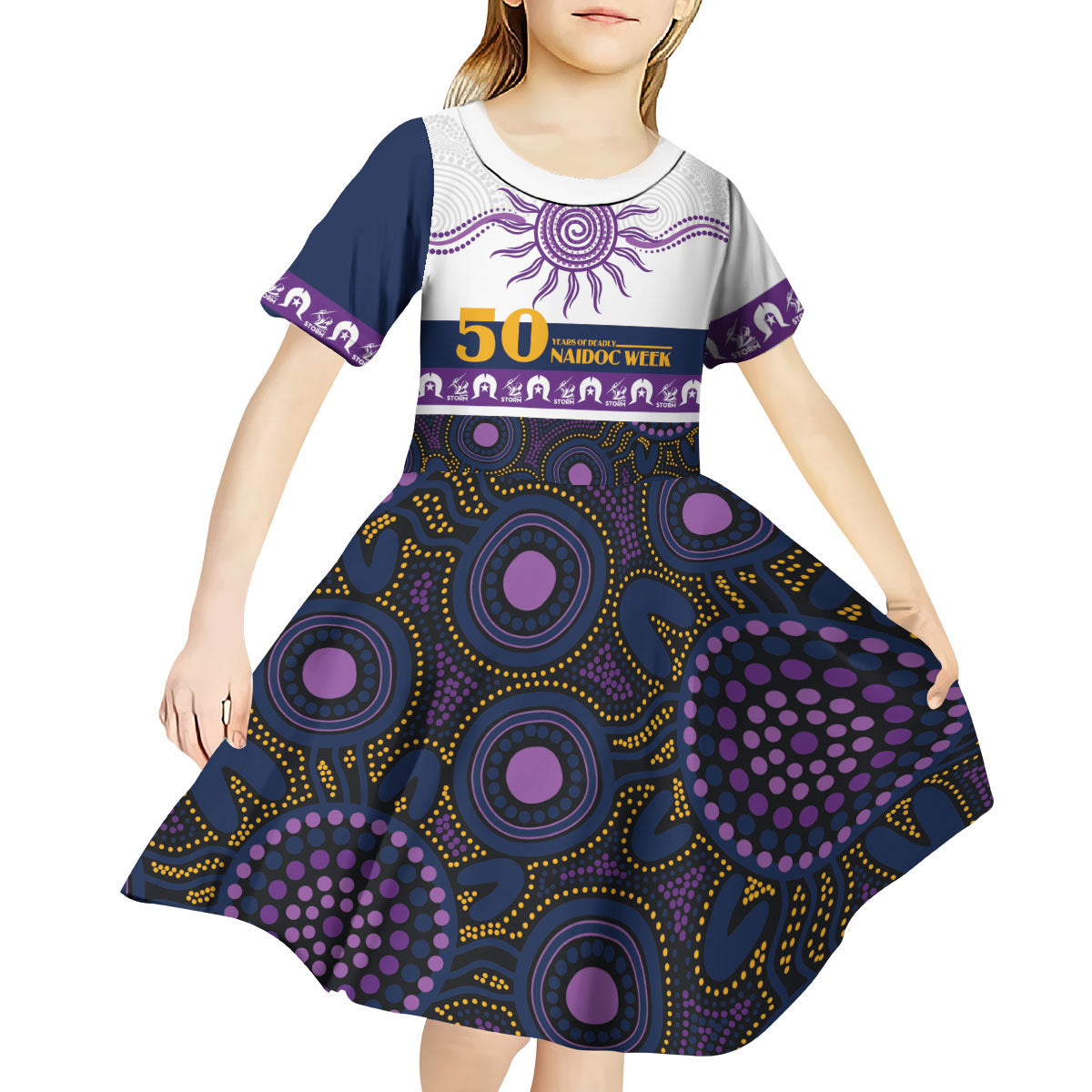 Storm NAIDOC Week Personalised Kid Short Sleeve Dress Aboriginal Torres Strait Islanders Vibe