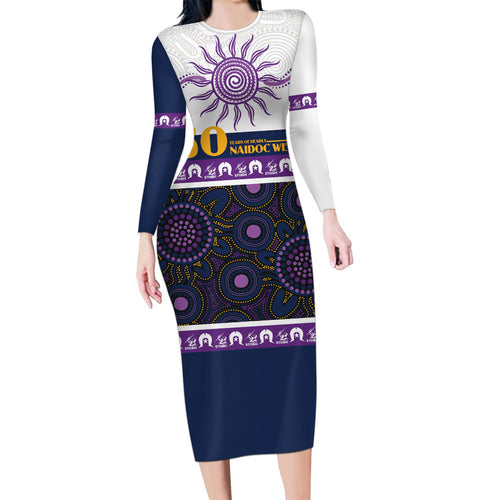 Storm NAIDOC Week Personalised Long Sleeve Bodycon Dress Aboriginal Torres Strait Islanders Vibe