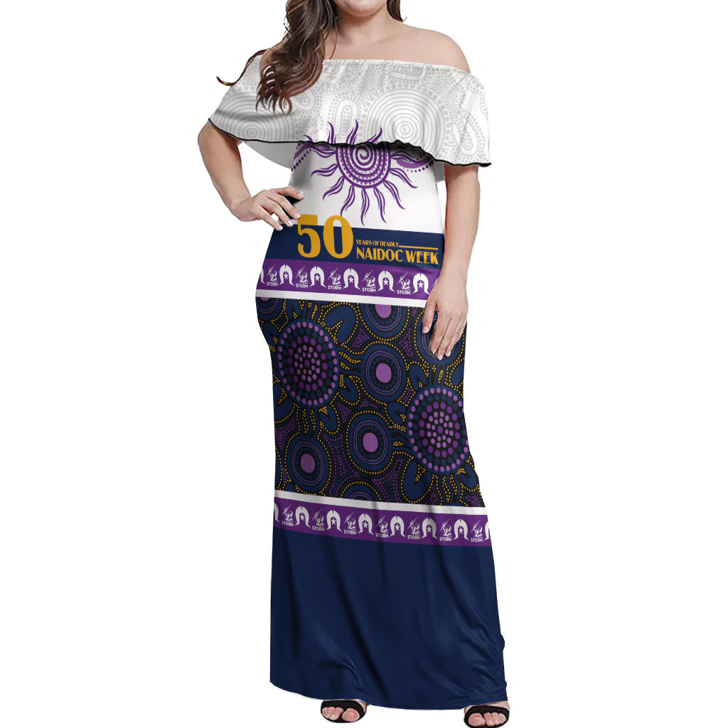 Storm NAIDOC Week Personalised Off Shoulder Maxi Dress Aboriginal Torres Strait Islanders Vibe