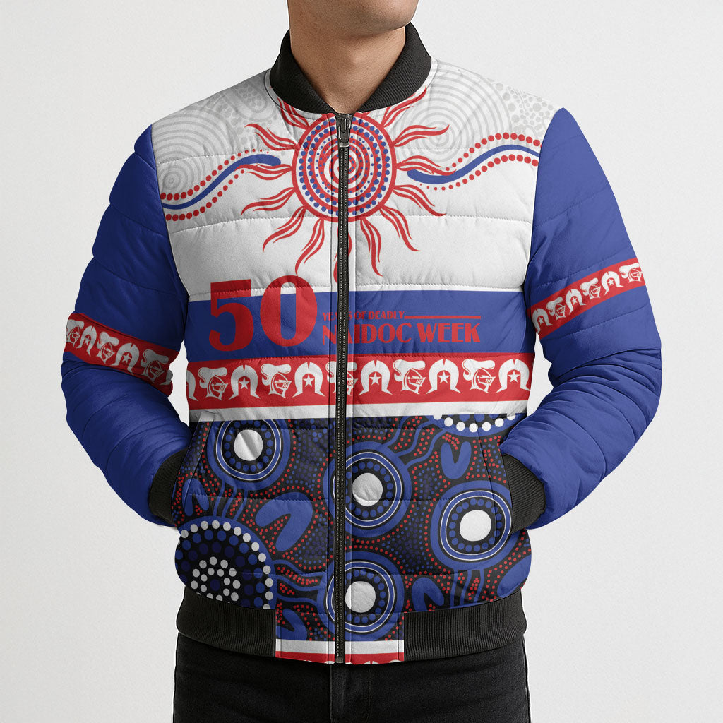 Knights NAIDOC Week Personalised Bomber Puffer Jacket Aboriginal Torres Strait Islanders Vibe
