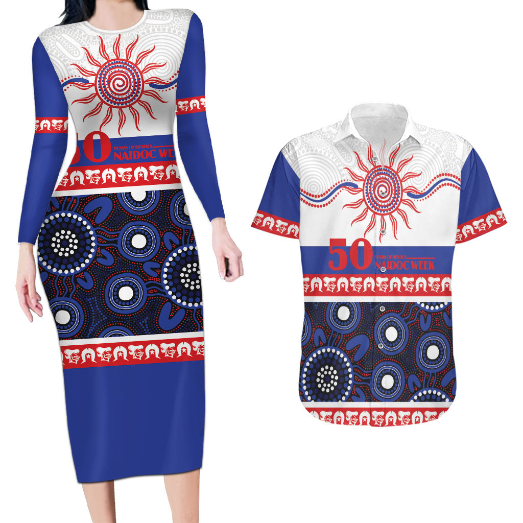 Knights NAIDOC Week Personalised Couples Matching Long Sleeve Bodycon Dress and Hawaiian Shirt Aboriginal Torres Strait Islanders Vibe