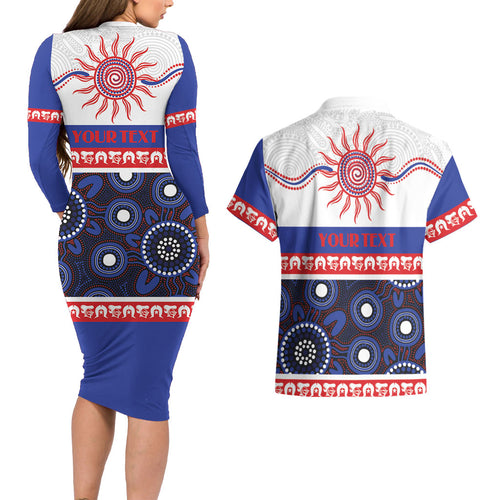 Knights NAIDOC Week Personalised Couples Matching Long Sleeve Bodycon Dress and Hawaiian Shirt Aboriginal Torres Strait Islanders Vibe