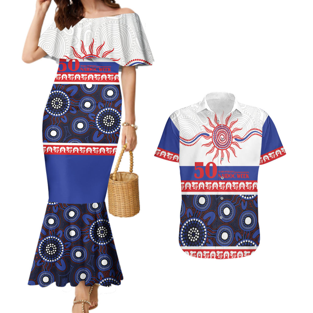 Knights NAIDOC Week Personalised Couples Matching Mermaid Dress and Hawaiian Shirt Aboriginal Torres Strait Islanders Vibe