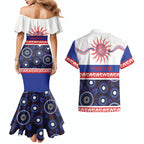 Knights NAIDOC Week Personalised Couples Matching Mermaid Dress and Hawaiian Shirt Aboriginal Torres Strait Islanders Vibe