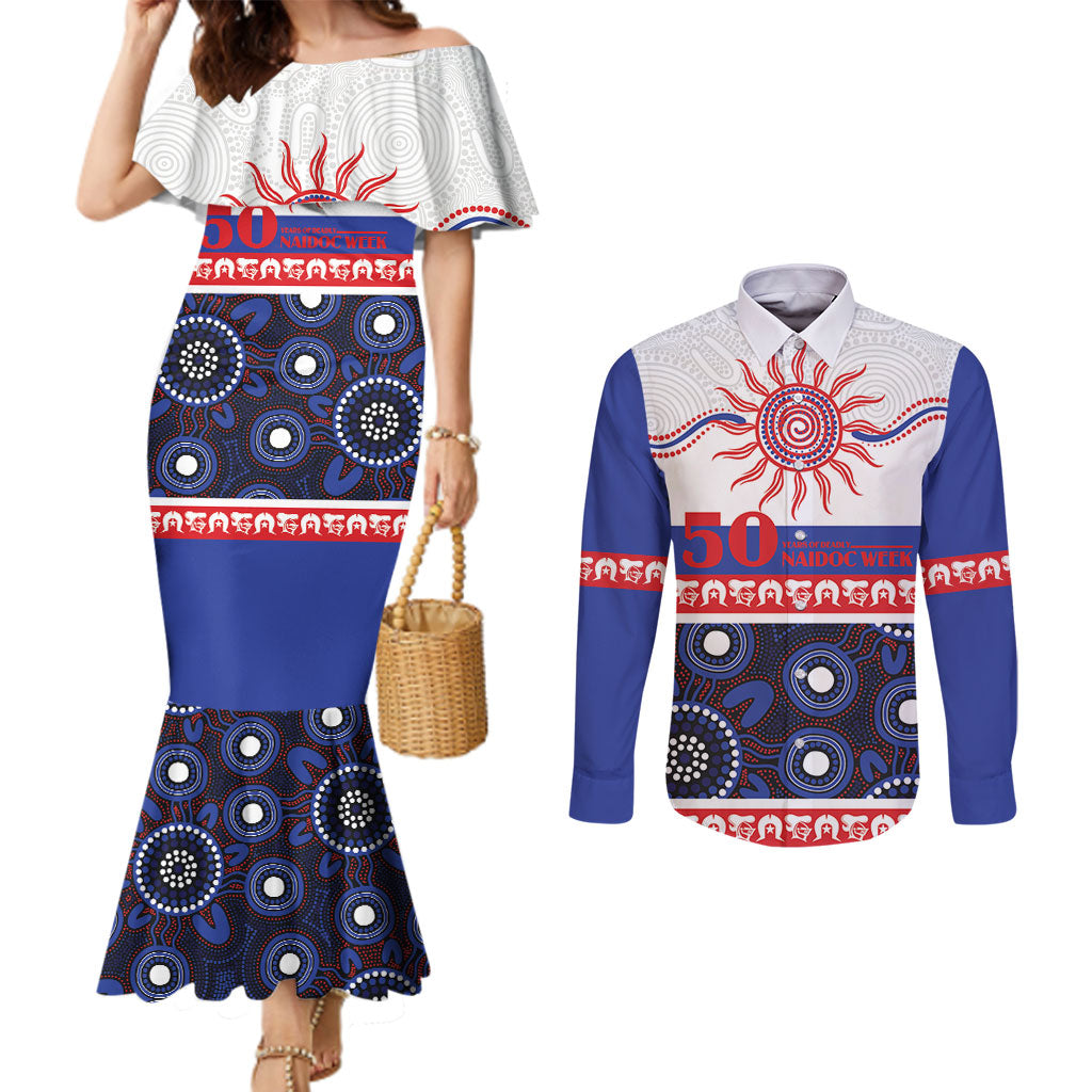 Knights NAIDOC Week Personalised Couples Matching Mermaid Dress and Long Sleeve Button Shirt Aboriginal Torres Strait Islanders Vibe