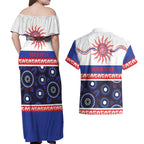 Knights NAIDOC Week Personalised Couples Matching Off Shoulder Maxi Dress and Hawaiian Shirt Aboriginal Torres Strait Islanders Vibe