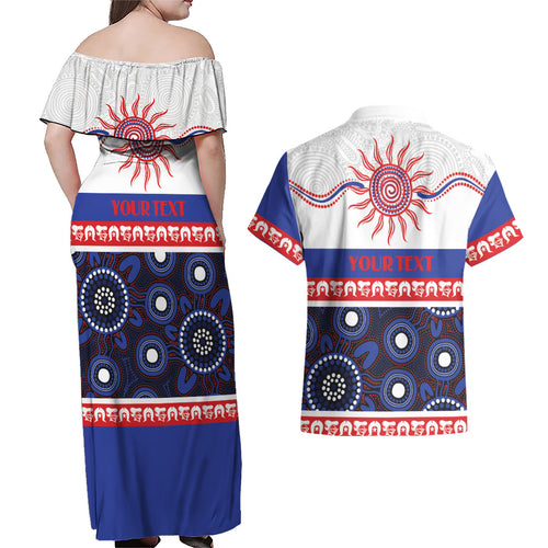 Knights NAIDOC Week Personalised Couples Matching Off Shoulder Maxi Dress and Hawaiian Shirt Aboriginal Torres Strait Islanders Vibe