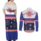Knights NAIDOC Week Personalised Couples Matching Off Shoulder Maxi Dress and Long Sleeve Button Shirt Aboriginal Torres Strait Islanders Vibe