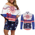 Knights NAIDOC Week Personalised Couples Matching Off Shoulder Short Dress and Long Sleeve Button Shirt Aboriginal Torres Strait Islanders Vibe