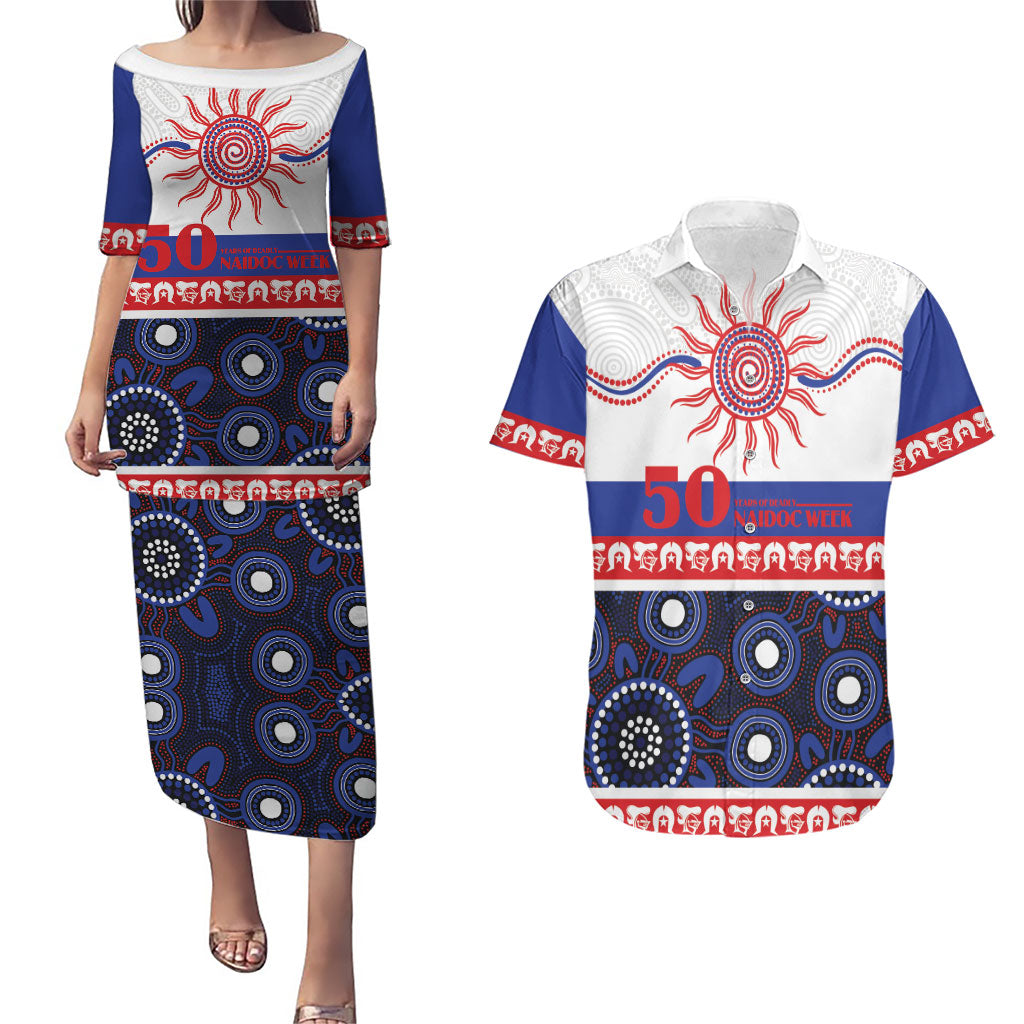 Knights NAIDOC Week Personalised Couples Matching Puletasi and Hawaiian Shirt Aboriginal Torres Strait Islanders Vibe
