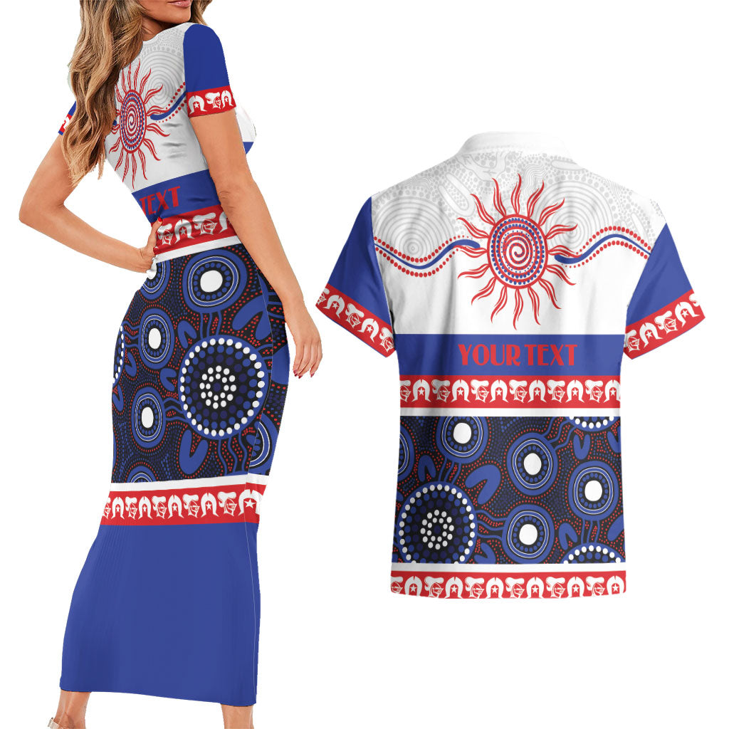Knights NAIDOC Week Personalised Couples Matching Short Sleeve Bodycon Dress and Hawaiian Shirt Aboriginal Torres Strait Islanders Vibe