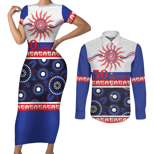 Knights NAIDOC Week Personalised Couples Matching Short Sleeve Bodycon Dress and Long Sleeve Button Shirt Aboriginal Torres Strait Islanders Vibe