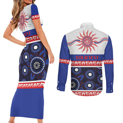 Knights NAIDOC Week Personalised Couples Matching Short Sleeve Bodycon Dress and Long Sleeve Button Shirt Aboriginal Torres Strait Islanders Vibe