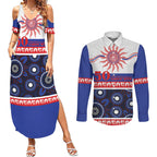 Knights NAIDOC Week Personalised Couples Matching Summer Maxi Dress and Long Sleeve Button Shirt Aboriginal Torres Strait Islanders Vibe