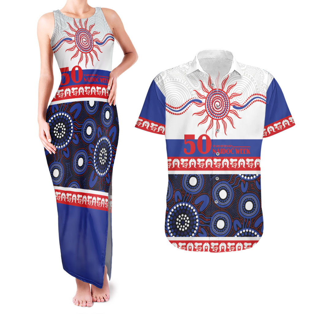 Knights NAIDOC Week Personalised Couples Matching Tank Maxi Dress and Hawaiian Shirt Aboriginal Torres Strait Islanders Vibe