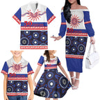 Knights NAIDOC Week Personalised Family Matching Off The Shoulder Long Sleeve Dress and Hawaiian Shirt Aboriginal Torres Strait Islanders Vibe