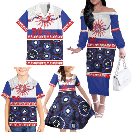 Knights NAIDOC Week Personalised Family Matching Off The Shoulder Long Sleeve Dress and Hawaiian Shirt Aboriginal Torres Strait Islanders Vibe