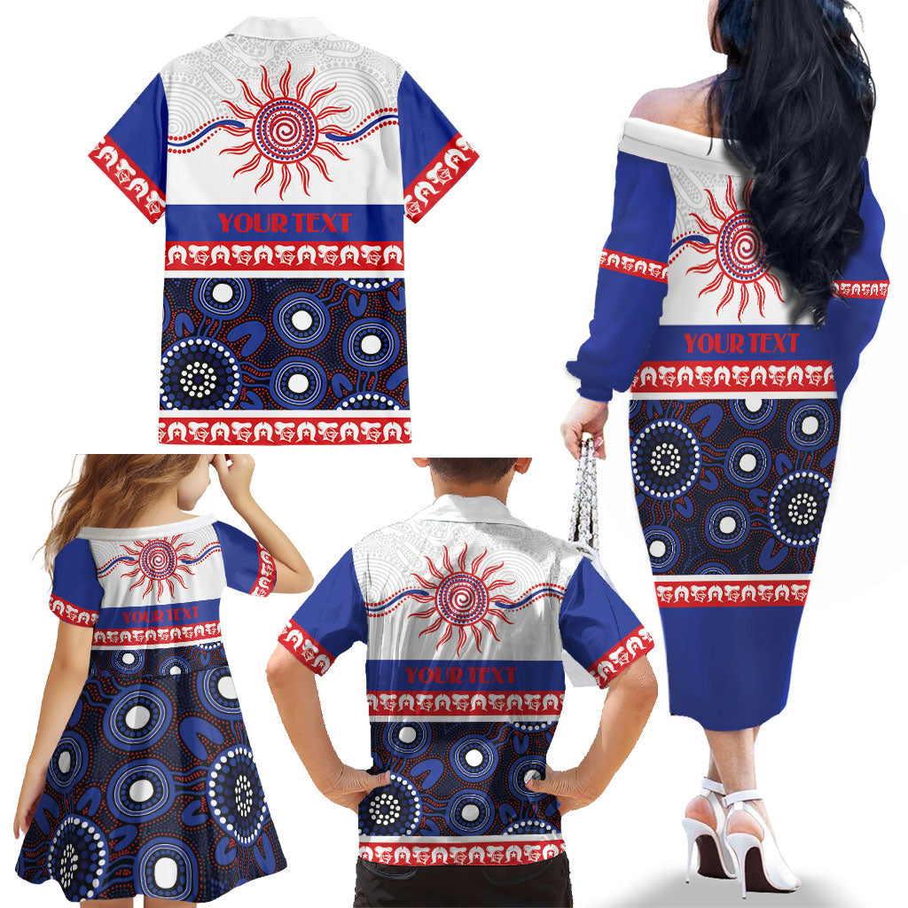 Knights NAIDOC Week Personalised Family Matching Off The Shoulder Long Sleeve Dress and Hawaiian Shirt Aboriginal Torres Strait Islanders Vibe