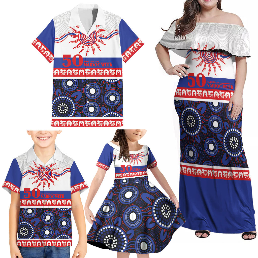 Knights NAIDOC Week Personalised Family Matching Off Shoulder Maxi Dress and Hawaiian Shirt Aboriginal Torres Strait Islanders Vibe
