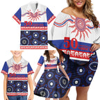 Knights NAIDOC Week Personalised Family Matching Off Shoulder Short Dress and Hawaiian Shirt Aboriginal Torres Strait Islanders Vibe