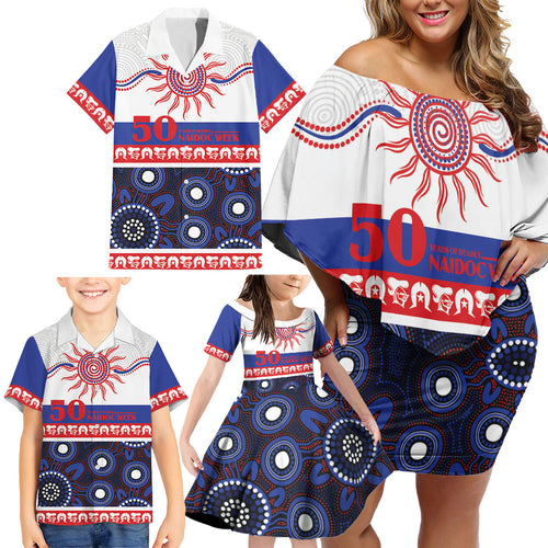 Knights NAIDOC Week Personalised Family Matching Off Shoulder Short Dress and Hawaiian Shirt Aboriginal Torres Strait Islanders Vibe