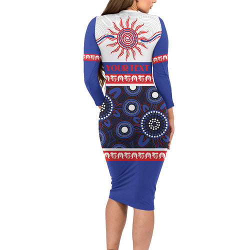 Knights NAIDOC Week Personalised Long Sleeve Bodycon Dress Aboriginal Torres Strait Islanders Vibe