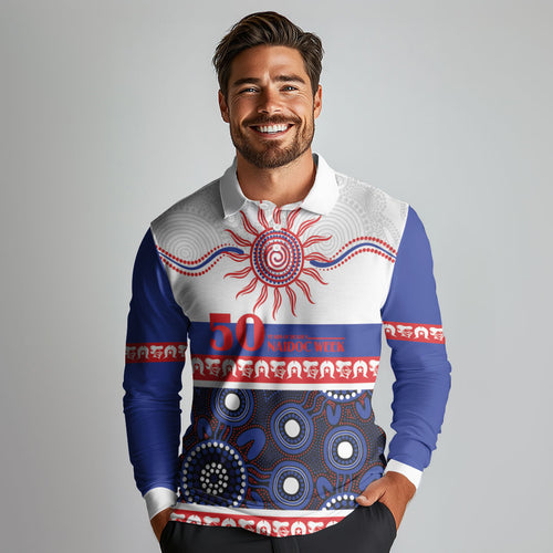 Knights NAIDOC Week Personalised Long Sleeve Polo Shirt Aboriginal Torres Strait Islanders Vibe