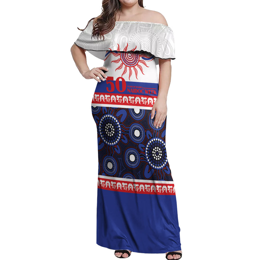 Knights NAIDOC Week Personalised Off Shoulder Maxi Dress Aboriginal Torres Strait Islanders Vibe