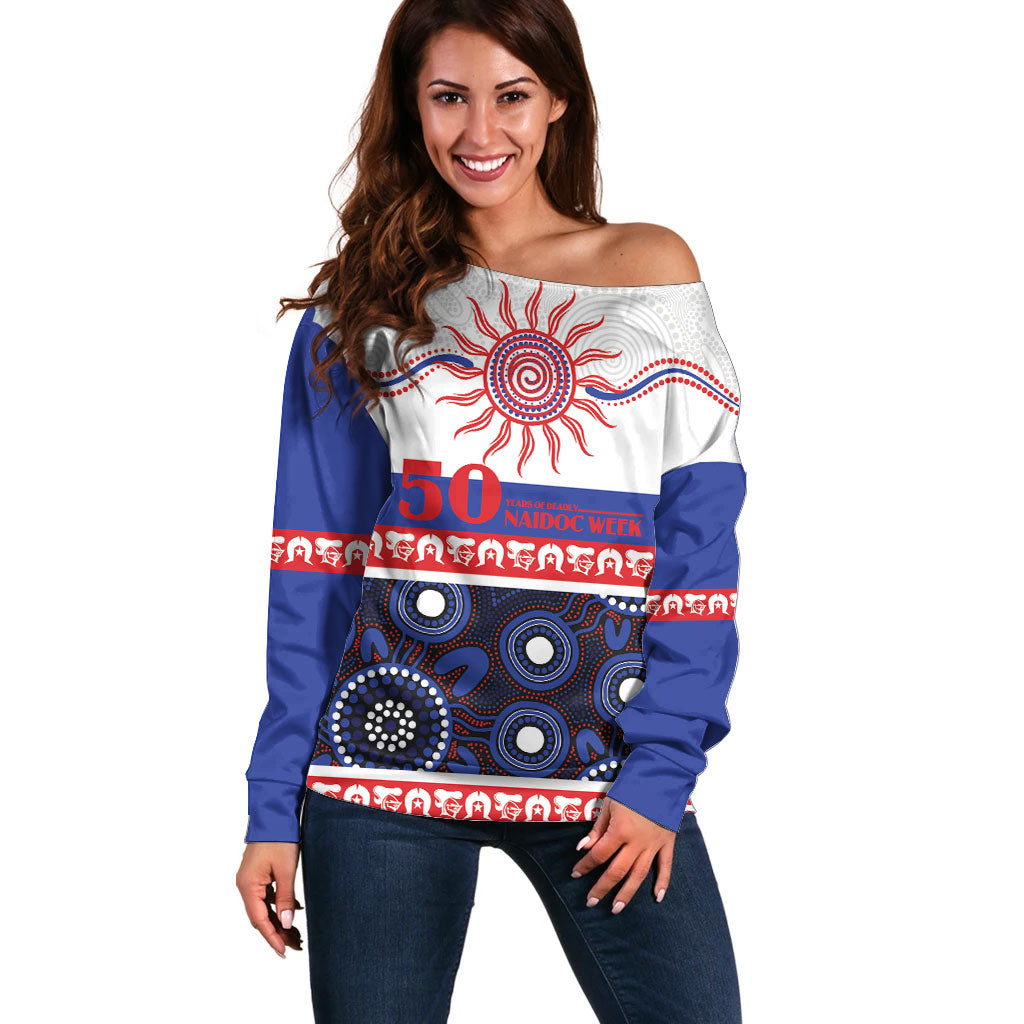 Knights NAIDOC Week Personalised Off Shoulder Sweater Aboriginal Torres Strait Islanders Vibe