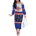 Knights NAIDOC Week Personalised Off The Shoulder Long Sleeve Dress Aboriginal Torres Strait Islanders Vibe