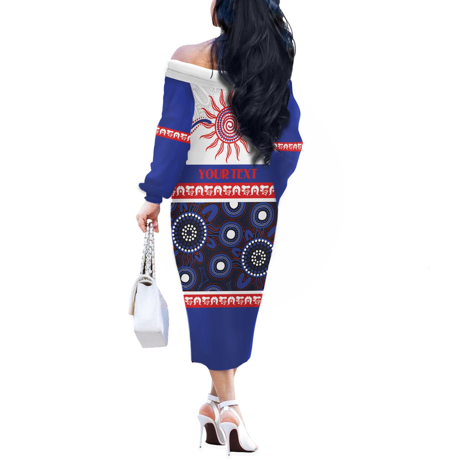 Knights NAIDOC Week Personalised Off The Shoulder Long Sleeve Dress Aboriginal Torres Strait Islanders Vibe