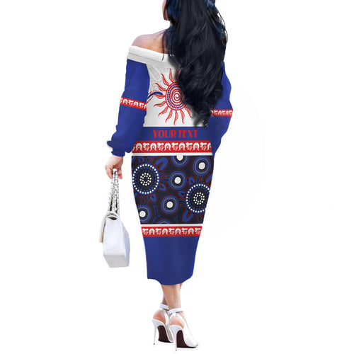 Knights NAIDOC Week Personalised Off The Shoulder Long Sleeve Dress Aboriginal Torres Strait Islanders Vibe