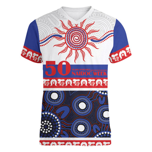 Knights NAIDOC Week Personalised Women V-Neck T-Shirt Aboriginal Torres Strait Islanders Vibe