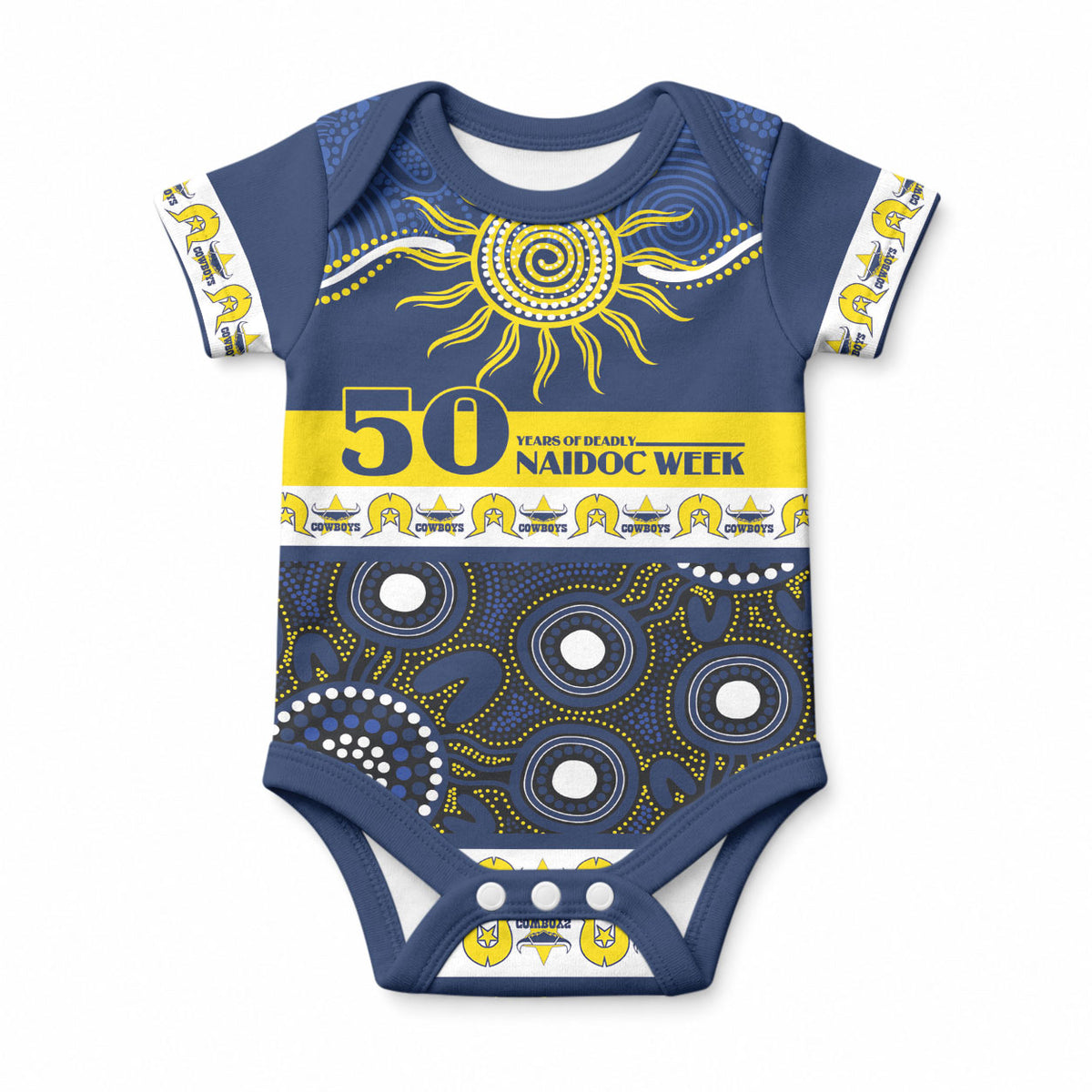 Cowboys NAIDOC Week Personalised Baby Onesie Aboriginal Torres Strait Islanders Vibe