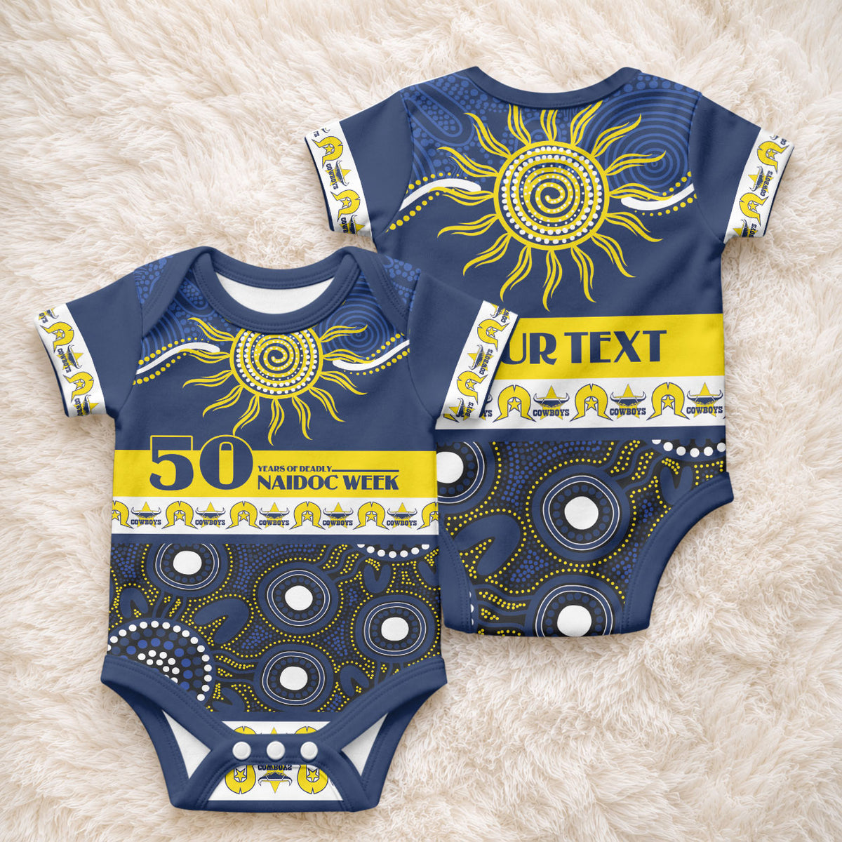 Cowboys NAIDOC Week Personalised Baby Onesie Aboriginal Torres Strait Islanders Vibe