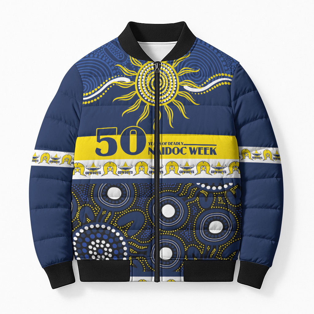 Cowboys NAIDOC Week Personalised Bomber Puffer Jacket Aboriginal Torres Strait Islanders Vibe