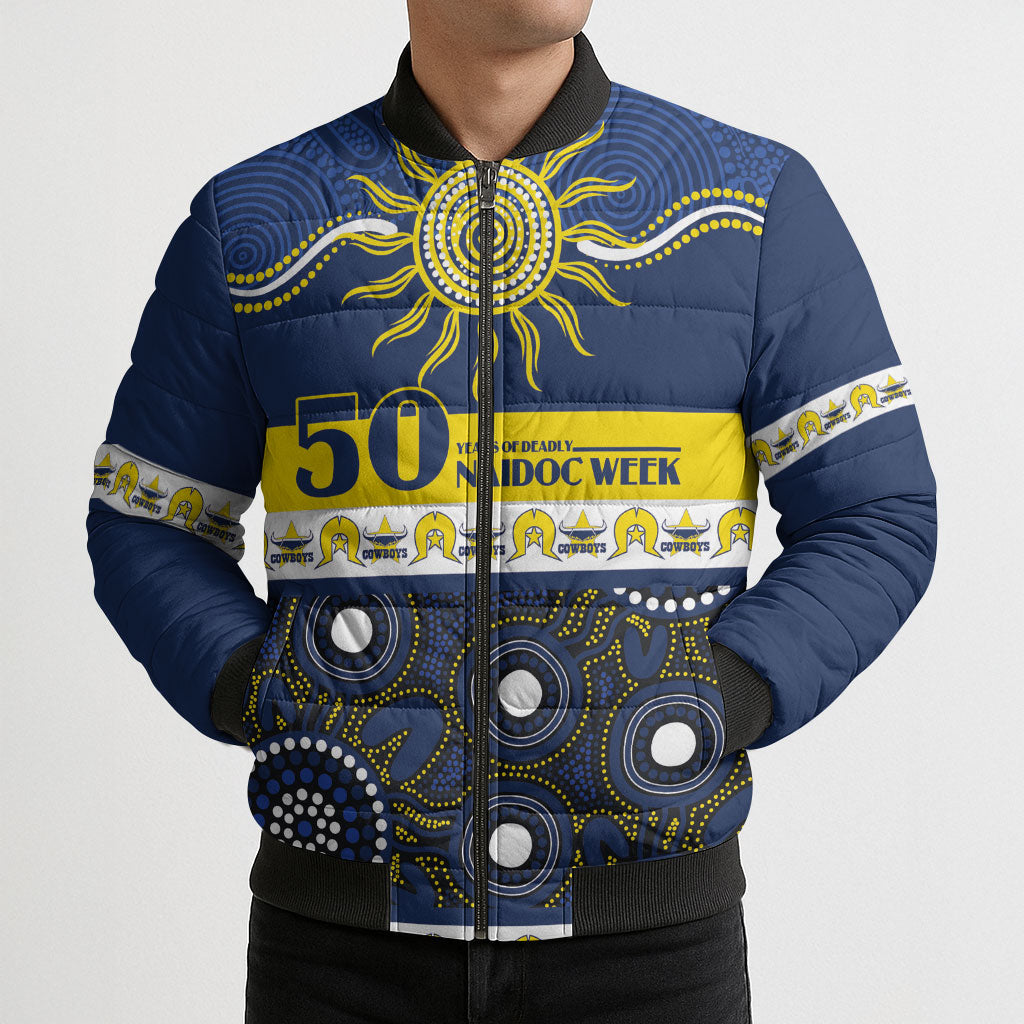 Cowboys NAIDOC Week Personalised Bomber Puffer Jacket Aboriginal Torres Strait Islanders Vibe