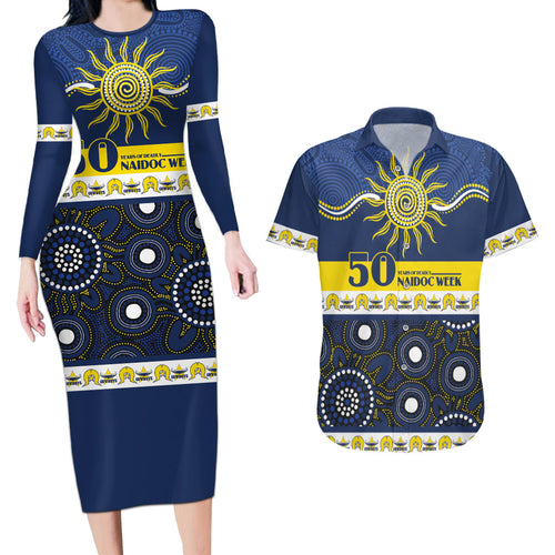 Cowboys NAIDOC Week Personalised Couples Matching Long Sleeve Bodycon Dress and Hawaiian Shirt Aboriginal Torres Strait Islanders Vibe